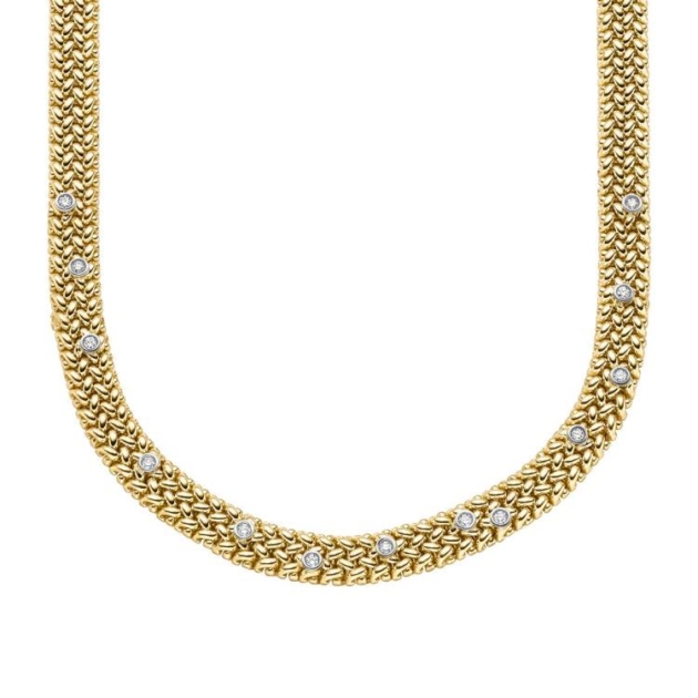 Kette mit 13 Brillanten zus. 0,65ct. 430mm