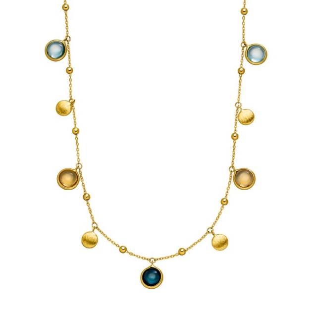 Collier mit 1 Blautopas (beh.) & 1 Citrin & 1 London Blautopas (beh.)