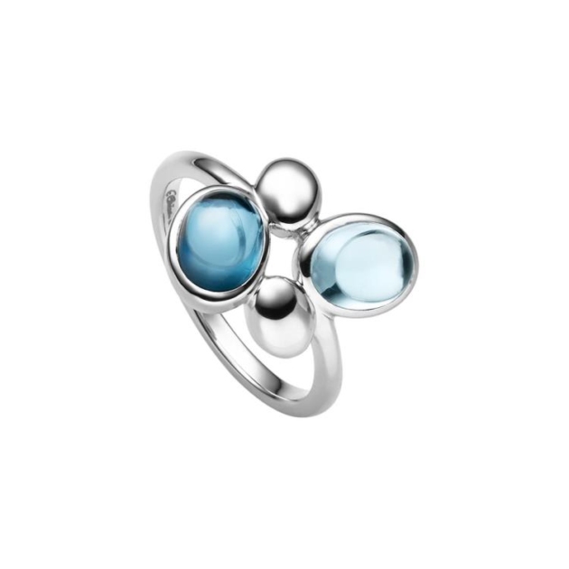 Ring mit 1 London Blautopas (beh.) & 1 Sky top Blautopas (beh.)