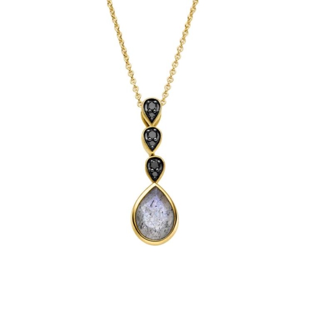 Anhänger mit 6 Brillanten zus. 0,04ct. & 1 Labradorit