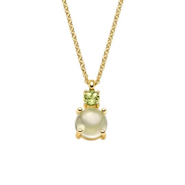 Anhänger mit Kette mit 1 Peridot & 1 Lemonquarz