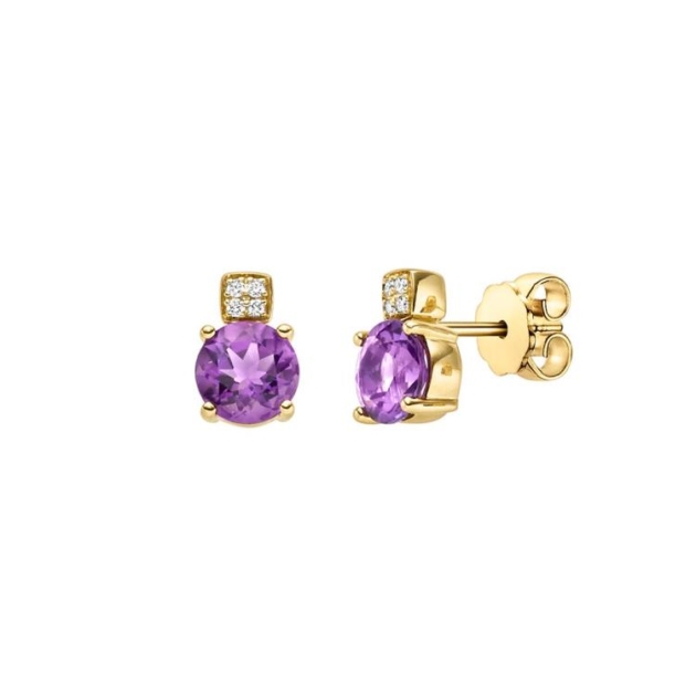 Ohrstecker mit 8 Brillanten zus. 0,04ct. & 2 Amethyste