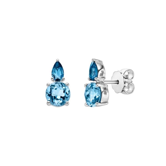 Ohrstecker mit 2 London Blautopase & 2 Swiss Blautopas (beh.)