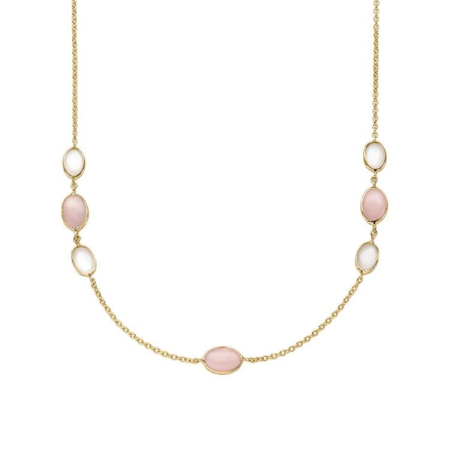 Collier mit 4 Mondsteine & 3 Quarze 450mm