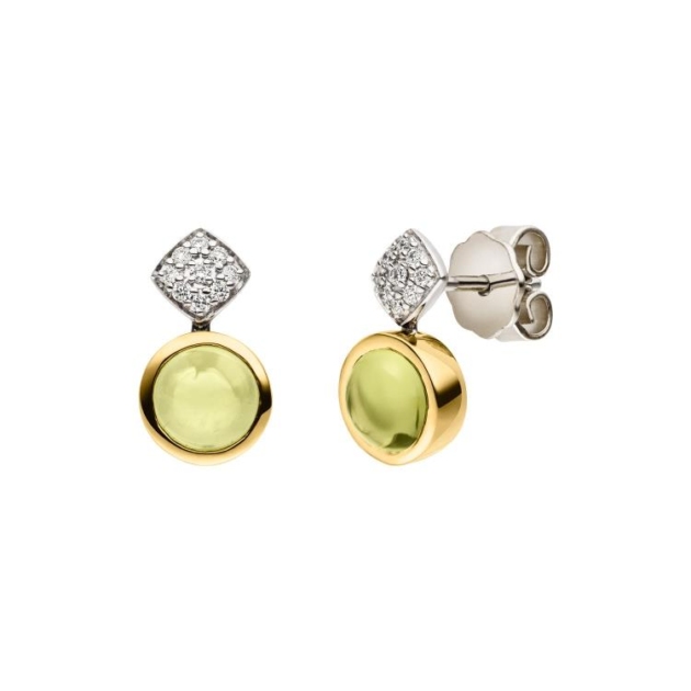 Ohrstecker mit 18 Brillanten zus. 0,10ct. & 2 Peridot
