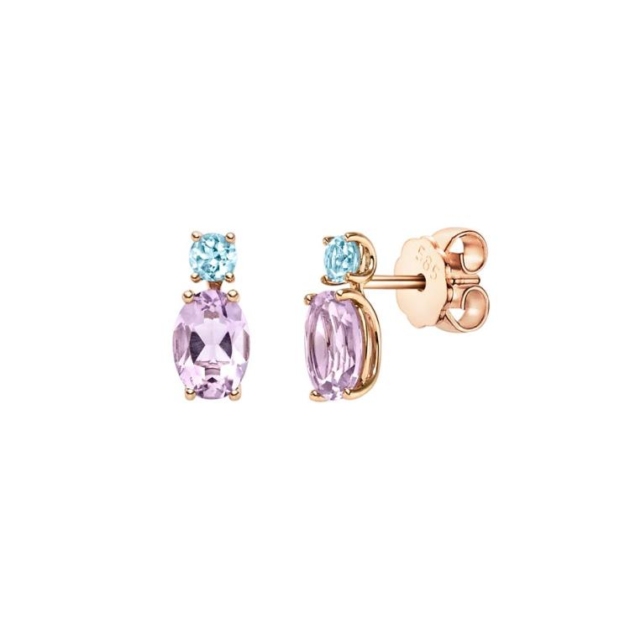 Ohrstecker mit 2 Amethyste & 2 Sky top Blautopase