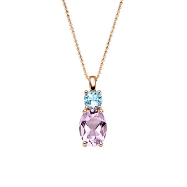 Anhänger mit 1 Amethyst & 1 Sky top Blautopas (beh.)