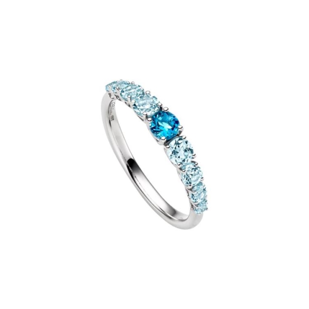 Ring mit 1 London Blautopas (beh.) & 8 Sky top Blautopase