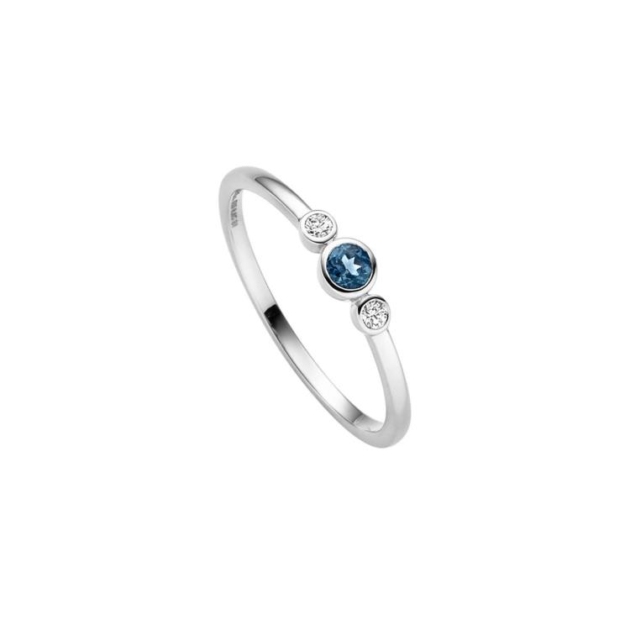 Ring mit 2 Brillanten zus. 0,05ct. & 1 London Blautopas (beh.)