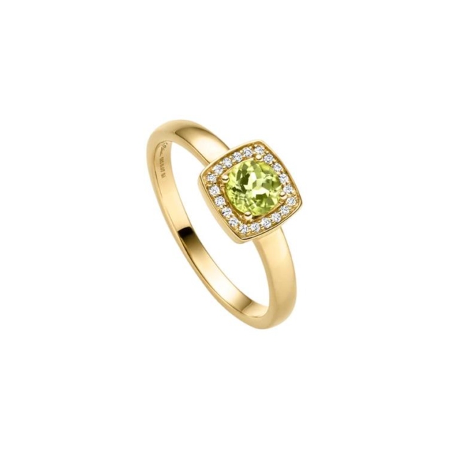 Ring mit 20 Brillanten zus. 0,07ct. & 1 Peridot