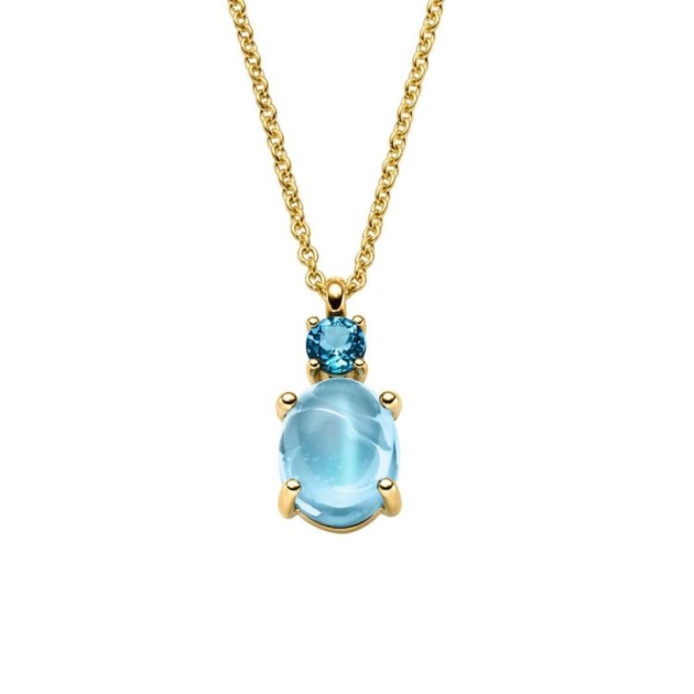 Anhänger mit Kette mit 1 London Blautopas (beh.) & 1 Swiss Blautopas (beh.)
