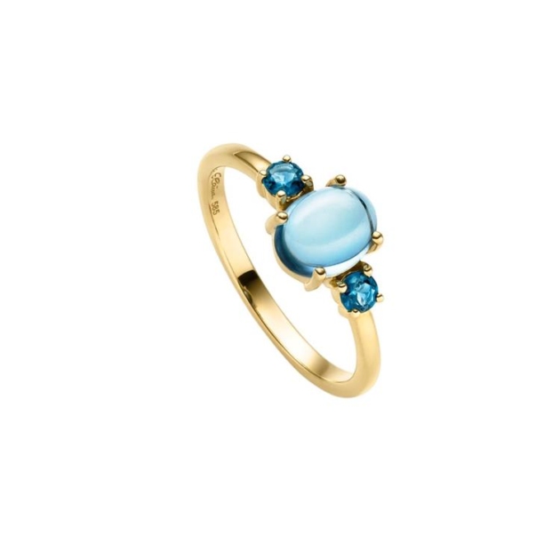 Ring mit 1 London Blautopas (beh.) & 1 Swiss Blautopas (beh.)