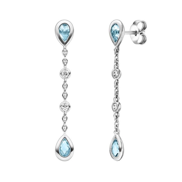 Ohrschmuck mit 4 Blautopase & 4 Zirkonia