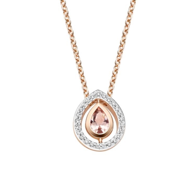 Anhänger mit Kette mit 1 synth. Siamite & 25 Zirkonia