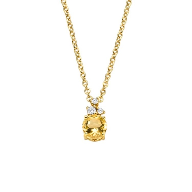 Anhänger mit Kette mit 1 Citrin & 3 Zirkonia