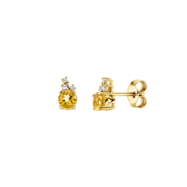 Ohrstecker mit 2 Citrine & 6 Zirkonia
