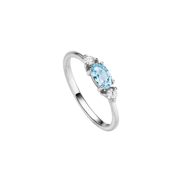 Ring mit 1 Blautopas (beh.) & 2 Zirkonia