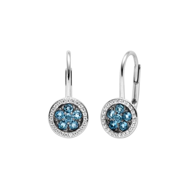Ohrschmuck mit 12 Blautopase & 46 Zirkonia