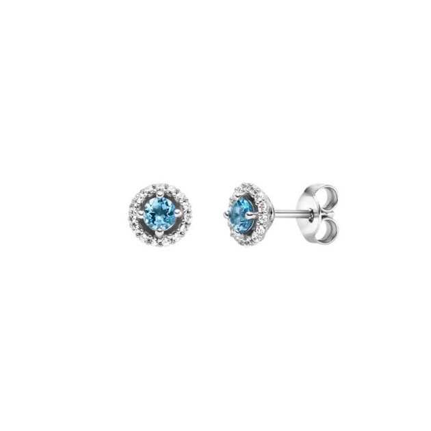 Ohrschmuck mit 2 Blautopase & 30 Zirkonia