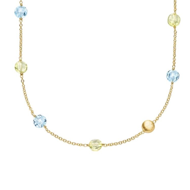 Collier mit 5 Blautopase (beh.) & 5 Lemonquarze