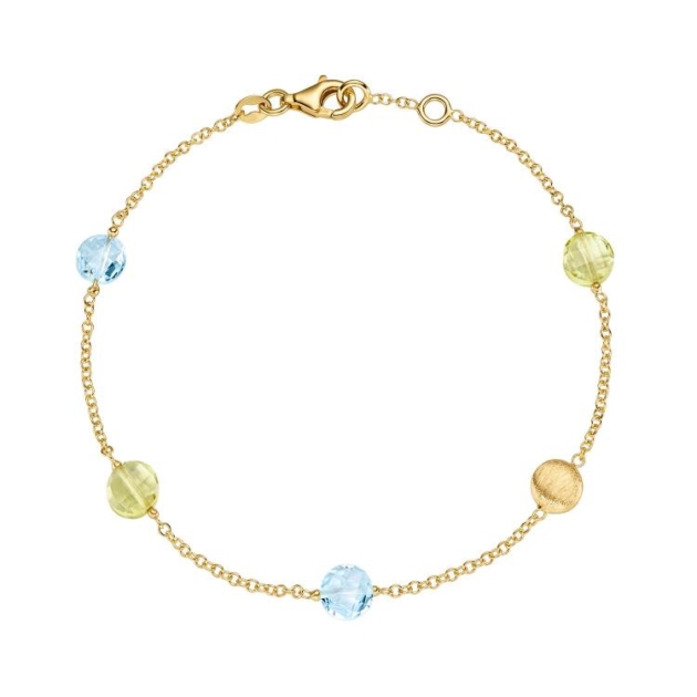 Armband mit 2 Blautopase (beh.) & 2 Lemonquarze