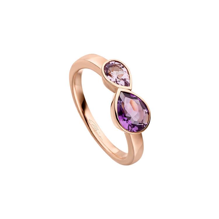 Damenring mit 1 Amethyst & 1 Pink Amethyst