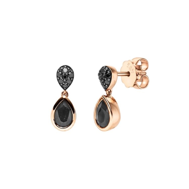 Ohrstecker mit 14 Brillanten zus. 0,12ct. & 2 Onyxe