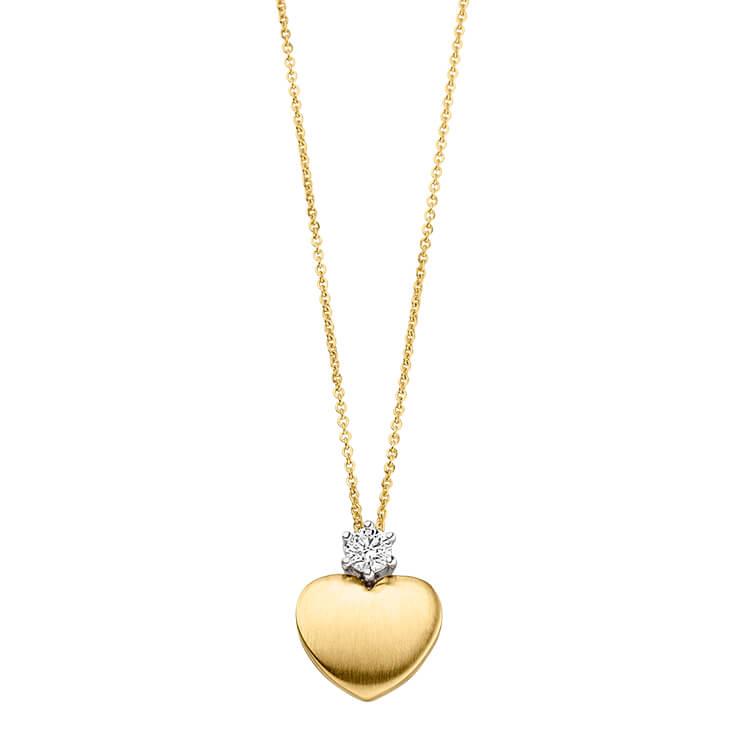 Anhänger mit Kette 'Herz' mit 1 Brillant zus. 0,11ct.