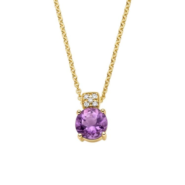 Anhänger mit Kette mit 5 Brillanten zus. 0,035ct. & 1 Amethyst