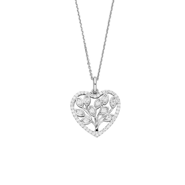 Anhänger mit Kette 'Herz' mit 52 Zirkonia