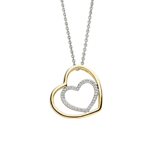 Anhänger mit Kette 'Herz' mit 38 Zirkonia