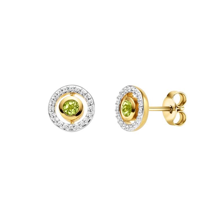 Ohrstecker mit 2 Peridot & 40 Zirkonia