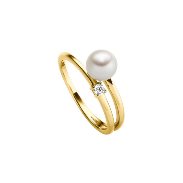 Ring mit 1 Süsswasserperle & 1 Zirkonia