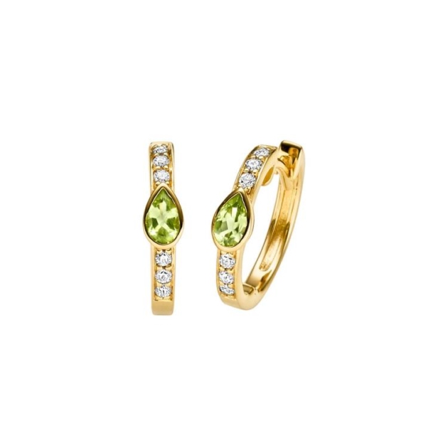 Creolen mit 2 Peridot & 12 Zirkonia