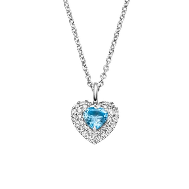 Anhänger mit Kette mit 1 Blautopas (beh.) & 34 Zirkonia