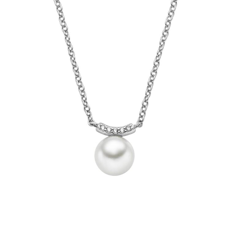 Anhänger mit Kette mit 1 Süsswasserperle & 5 Zirkonia