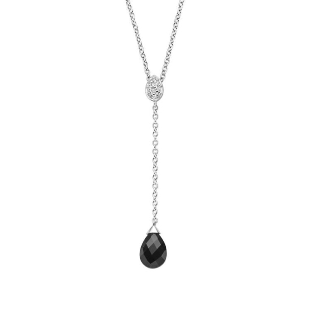 Anhänger mit Kette mit 1 Onyx & 9 Zirkonia