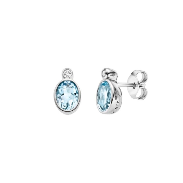 Ohrstecker mit 2 Blautopase & 2 Zirkonia