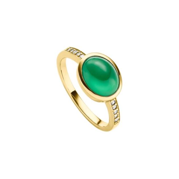 Ring mit 1 Onyx & 10 Zirkonia