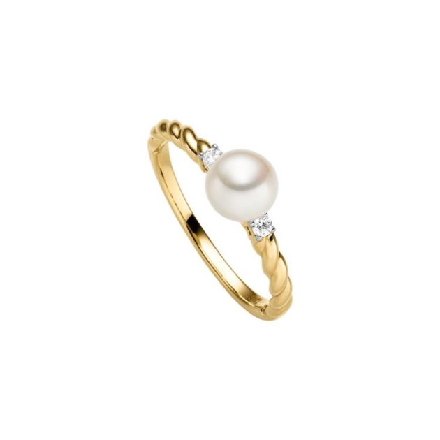 Ring mit 1 Süsswasserperle & 2 Zirkonia