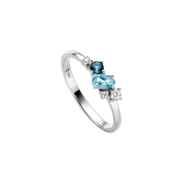Ring mit 2 Blautopase & 3 Zirkonia