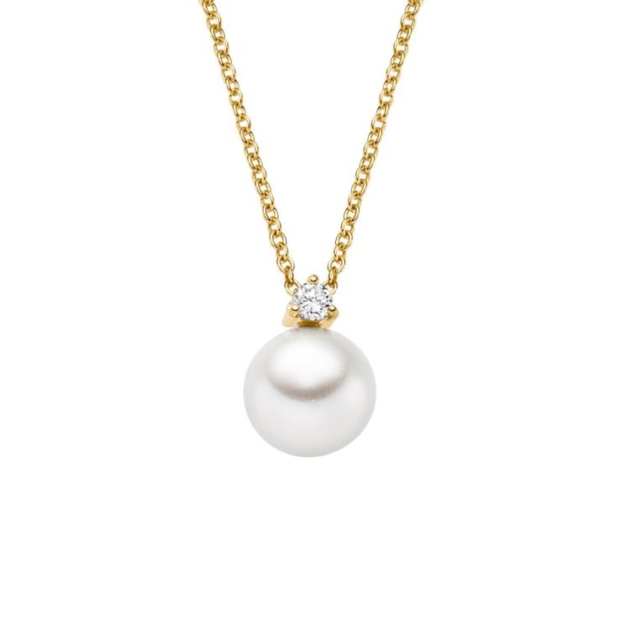 Collier mit 1 Brillant zus. 0,06ct. & 1 Süsswasserperle
